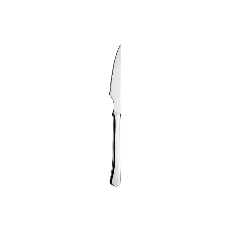 CUCHILLO CHULETERO BASIC JAY INOX de acero inoxidable con filo serrado y mango ergonómico en color plateado.