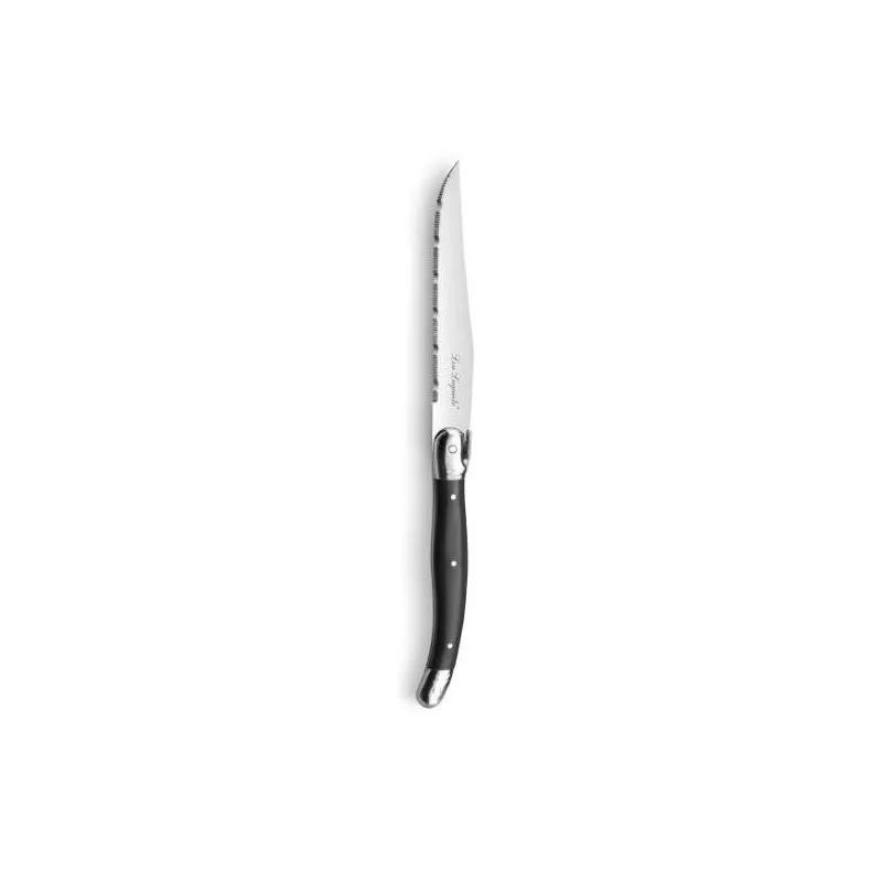 JUEGO CUCHILLO STEAK RUSTIC ANTRACITA LOU 6 P de acero inoxidable con mango negro y diseño elegante para cortes precisos