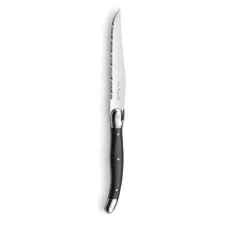 JUEGO CUCHILLO STEAK RUSTIC ANTRACITA LOU 6 P de acero inoxidable con mango negro y diseño elegante para cortes precisos