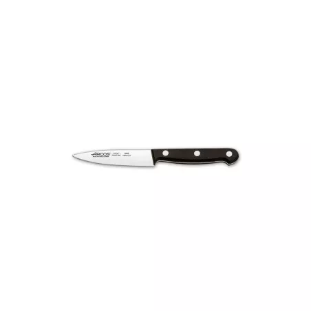 Cuchillo RFª 280204 ARCOS de acero inoxidable con mango negro ergonómico y diseño elegante.