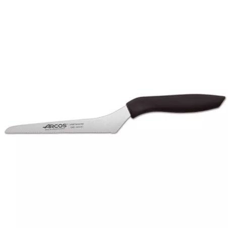 Cuchillo RFª 134900 NIZA ARCOS de acero inoxidable con mango antideslizante negro y diseño delgado.