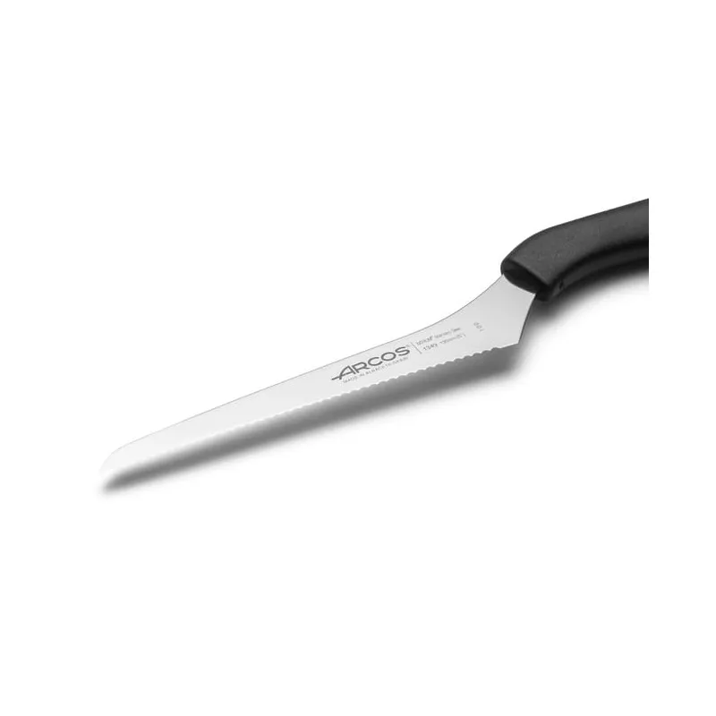 Cuchillo RFª 134900 NIZA ARCOS con hoja de acero inoxidable, diseño ergonómico y mango de plástico negro.
