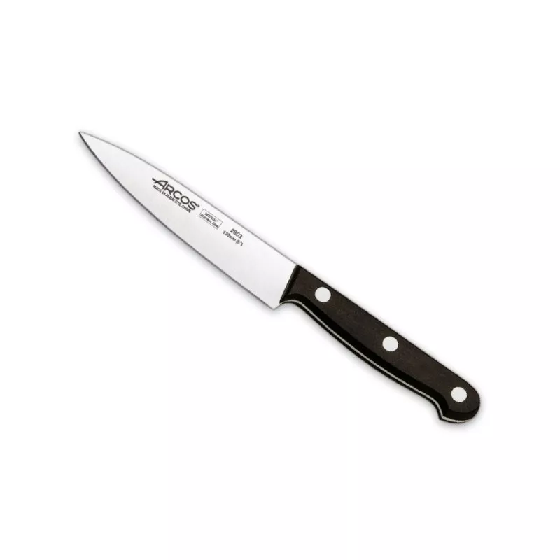 CUCHILLO RFª 280304 ARCOS de acero inoxidable con mango de madera negro y diseño ergonómico para un corte preciso