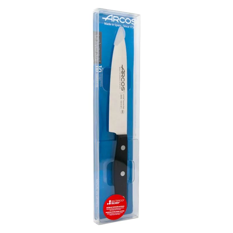 CUCHILLO RFª 284604 ARCOS de acero inoxidable con mango negro y diseño ergonómico para un corte preciso