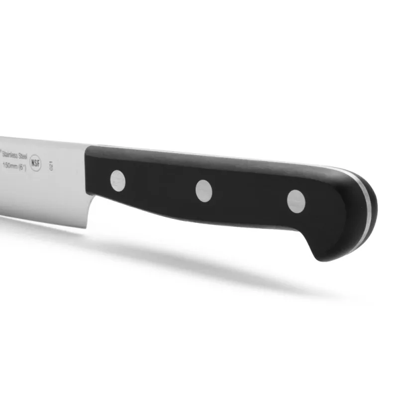 Cuchillo RFª 284604 ARCOS de acero inoxidable con mango negro ergonómico y diseño avant-garde.