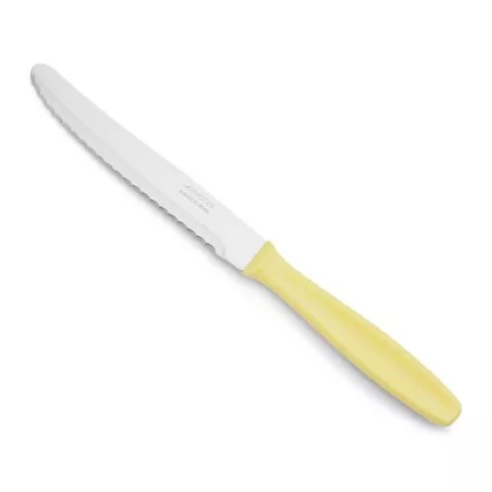 CUCHILLO RFª 370200 ARCOS M/NAC con hoja de acero inoxidable y mango de plástico amarillo ergonómico.