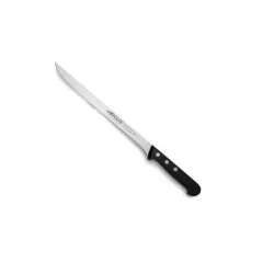 Cuchillo RFª 281804 ARCOS JAMONERO de acero inoxidable con mango negro antideslizante y diseño ergonómico.