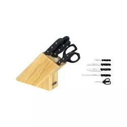Juego 152100 PLAST 5 P. NYLON ARCOS en color negro con mango ergonómico y cuchillas de acero inoxidable, ideal para cocina.