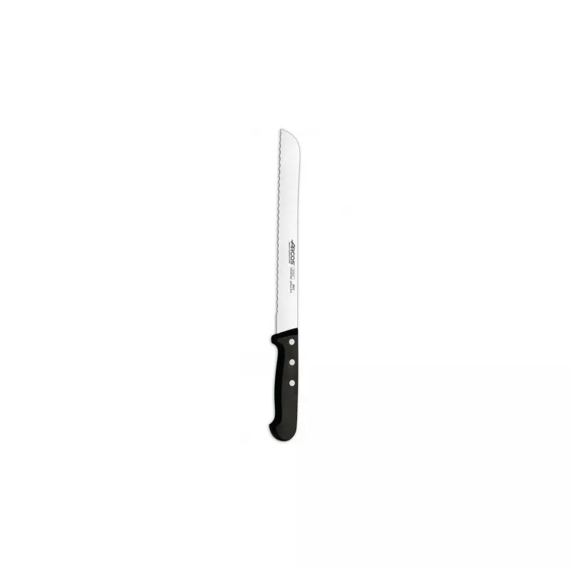 Cuchillo RFª 282204 ARCOS de acero inoxidable con mango de plástico negro y hoja serrada de 26 cm