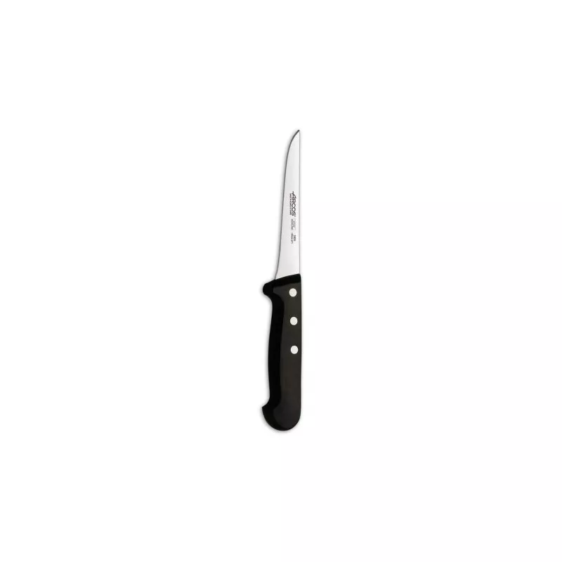 Cuchillo RFª 282504 ARCOS de acero inoxidable con mango ergonómico negro y diseño afilado para precisión.