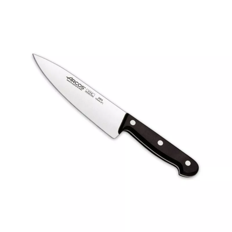 CUCHILLO RFª 280404 ARCOS de acero inoxidable con mango ergonómico y acabado pulido, ideal para cocina profesional.