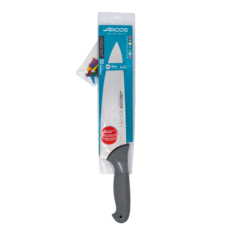 Cuchillo RFª 241100 ARCOS de acero inoxidable, acabado brillante y mango ergonómico antideslizante en color negro.