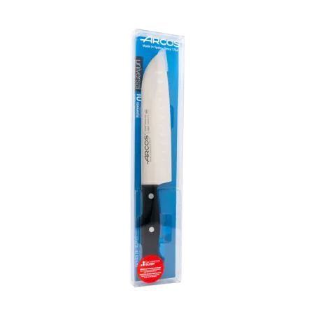 Cuchillo RFª 286004 ARCOS de acero inoxidable, con mango negro y diseño ergonómico, ideal para cocina.