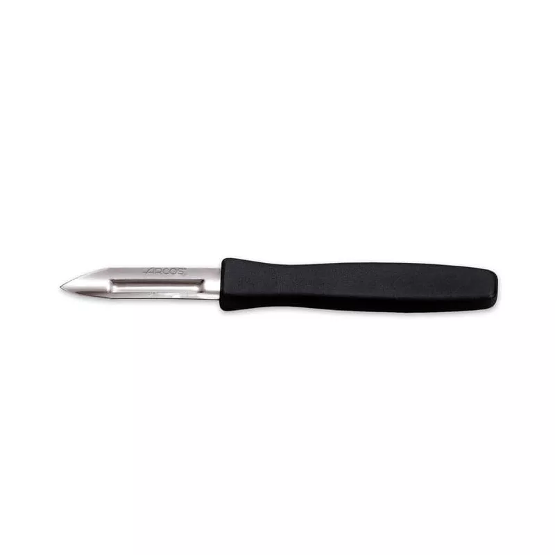 Cuchillo de mondar MONDADOR RFª 181300 ARCOS con hoja de acero inoxidable y mango de plástico negro ergonómico.