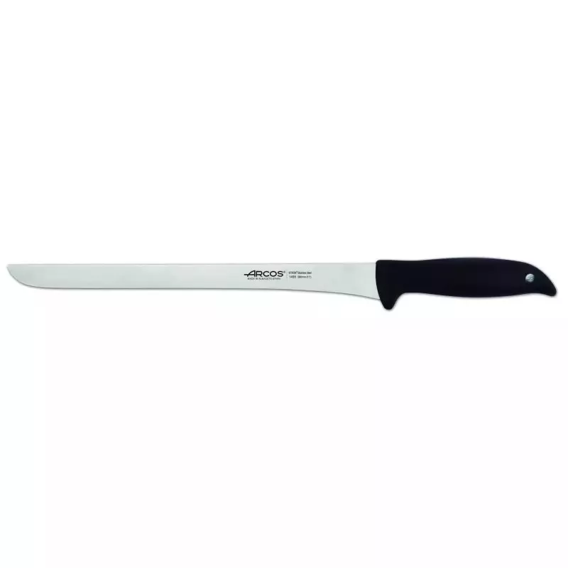 CUCHILLO RFª 145500 ARCOS de acero inoxidable con hoja larga y mango ergonómico de color negro
