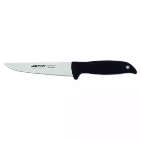 Cuchillo RFª 145300 ARCOS con hoja de acero inoxidable y mango ergonómico negro antideslizante.