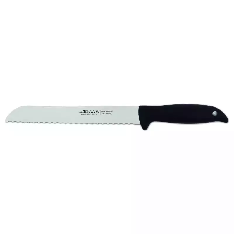 CUCHILLO RFª 145700 ARCOS de acero inoxidable con hoja serrada y mango antideslizante negro