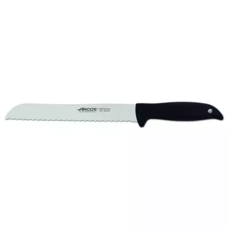 CUCHILLO RFª 145700 ARCOS de acero inoxidable con hoja serrada y mango antideslizante negro