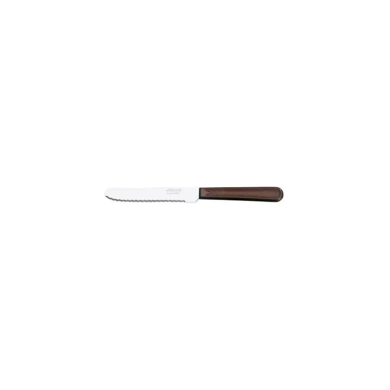 Cuchillo RFª 802910 ARCOS con hoja de acero inoxidable y mango de madera oscura, diseño ergonómico y acabado pulido.