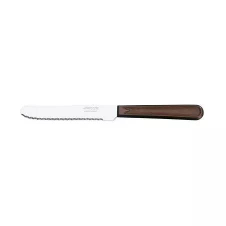 Cuchillo RFª 802910 ARCOS con hoja de acero inoxidable y mango de madera oscura, diseño ergonómico y acabado pulido.