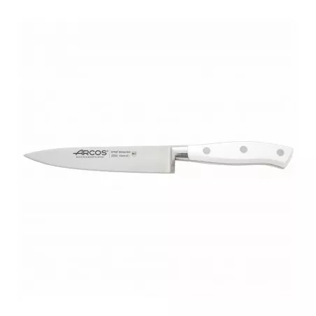 Cuchillo RFª 233424 ARCOS de acero inoxidable con mango blanco y diseño elegante para cocina profesional