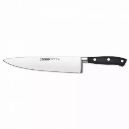 Cuchillo RFª 233600 ARCOS de acero inoxidable con mango negro ergonómico y diseño elegante.