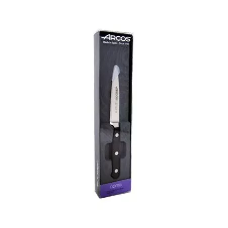 CUCHILLO RFª 225700 OPERA ARCOS de acero inoxidable y mango negro ergonómico, diseño elegante y acabado pulido.