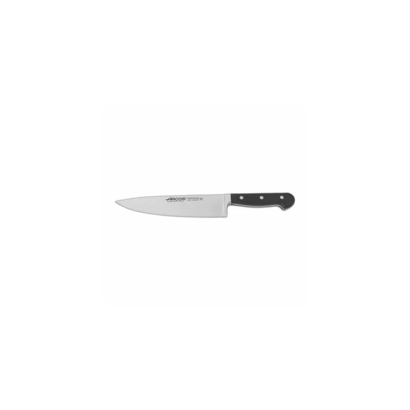 Cuchillo RFª 225100 OPERA ARCOS de acero inoxidable con mango negro y diseño ergonómico para corte preciso.