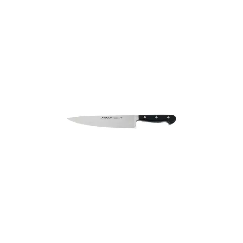 Cuchillo RFª 225200 OPERA ARCOS de acero inoxidable con mango negro y diseño ergonómico para uso profesional.
