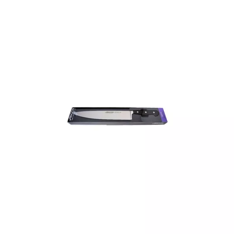 Cuchillo RFª 225300 OPERA ARCOS de acero inoxidable, hoja larga y diseño ergonómico con mango negro.