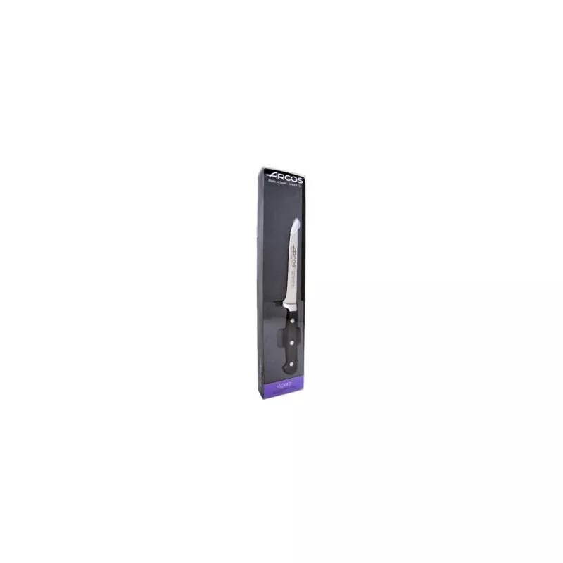 Cuchillo RFª 226200 OPERA ARCOS de acero inoxidable con mango negro y diseño elegante, ideal para cocina profesional.