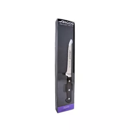 Cuchillo RFª 226200 OPERA ARCOS de acero inoxidable con mango negro y diseño elegante, ideal para cocina profesional.