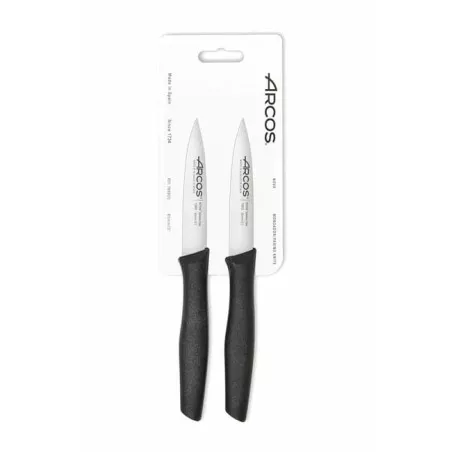 JUEGO 2 MONDADOR ARCOS 189800 cuchillos de acero inoxidable con mangos antideslizantes negros y diseño ergonómico
