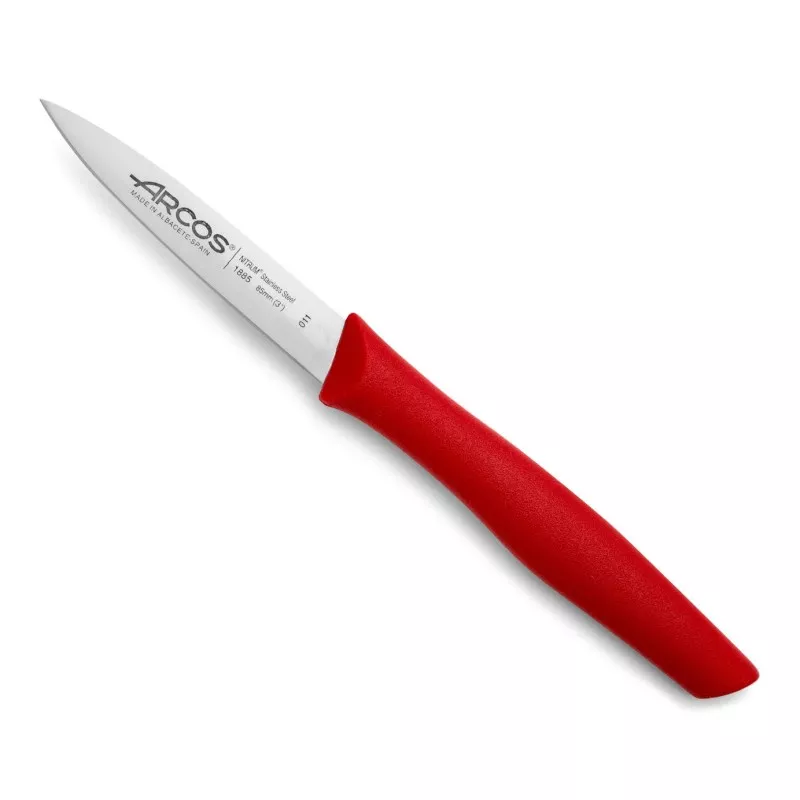 MONDADOR RFª 188522 ARCOS ROJO 85mm cuchillo con hoja de acero inoxidable y mango ergonómico de plástico rojo