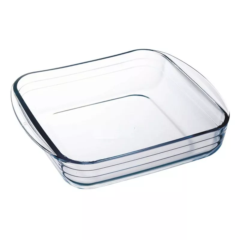 FUENTE CUADRADA 25*22 ARCUSINE 209BA00 de vidrio transparente con asas y diseño funcional ideal para hornear y servir