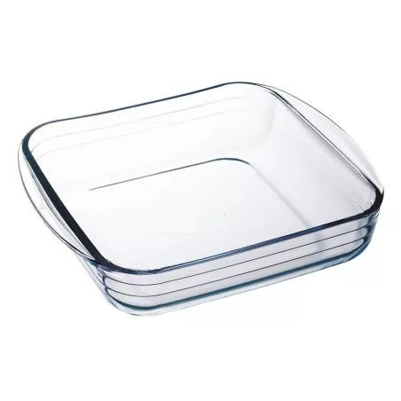 FUENTE CUADRADA 25*22 ARCUSINE 209BA00 de vidrio transparente con asas y diseño funcional ideal para hornear y servir