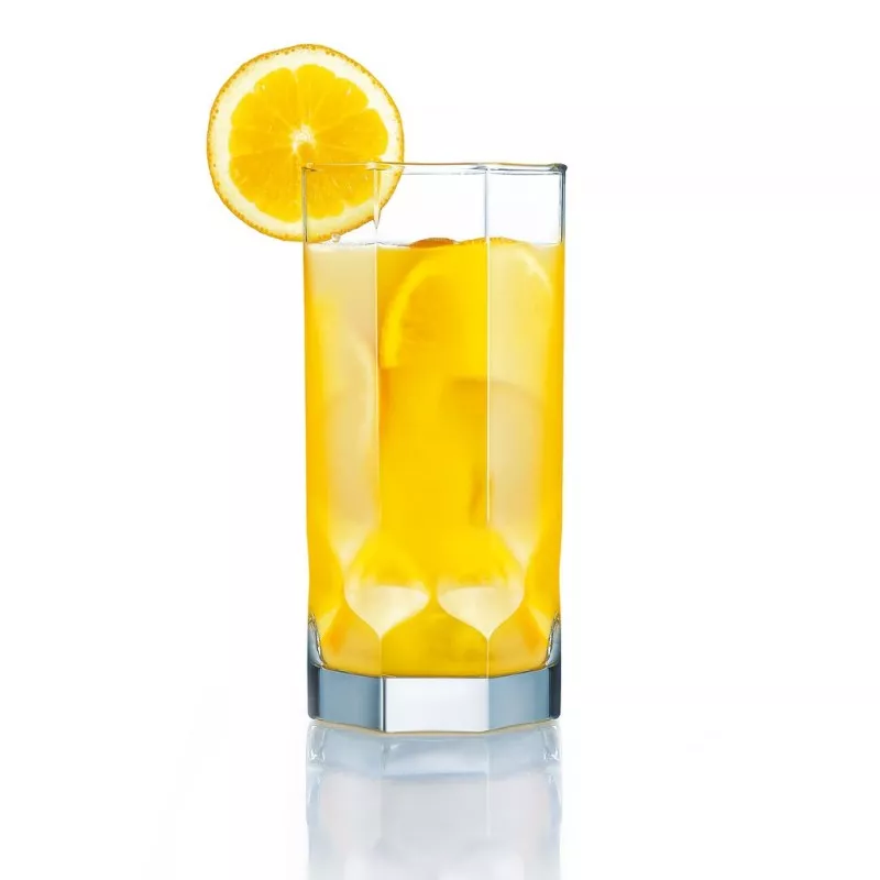 VASO OCTIME 33 FA LUMINARC de vidrio transparente, diseño hexagonal, ideal para cócteles y bebidas frías.