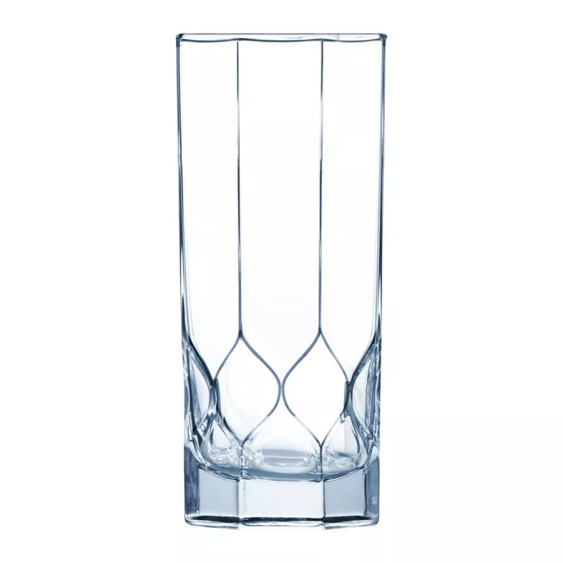 VASO OCTIME 33 FA LUMINARC de cristal transparente con diseño geométrico y acabado brillante, ideal para bebidas.