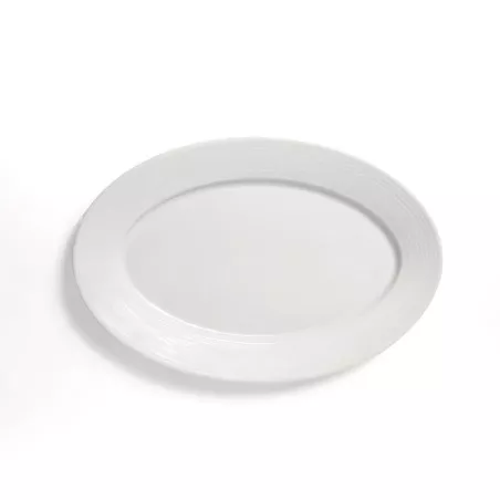 Fuente oval 30 cm Iria blanco Dalper de cerámica con diseño liso y acabado brillante ideal para presentación de platos.