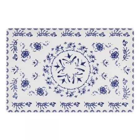 FUENTE RECT. 30*20 BLUR ELITE B2500430C con diseño floral azul sobre fondo blanco, acabado cerámico elegante.