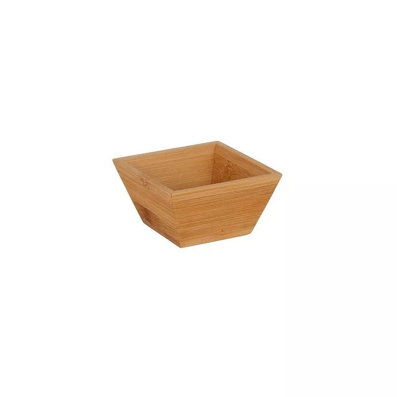 BOL MING 12X12X6 B893015R6 BAMBU cuadrado en color natural, acabado pulido, ideal para servir o decorar.