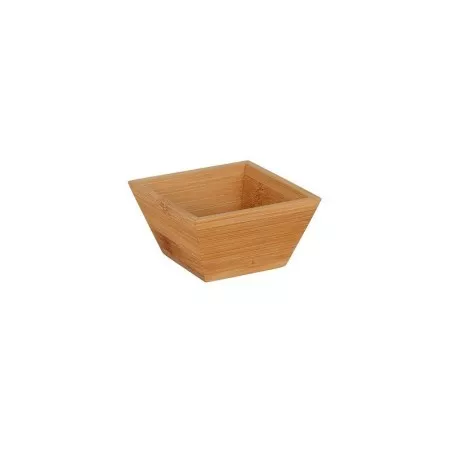 BOL MING 12X12X6 B893015R6 BAMBU cuadrado en color natural, acabado pulido, ideal para servir o decorar.