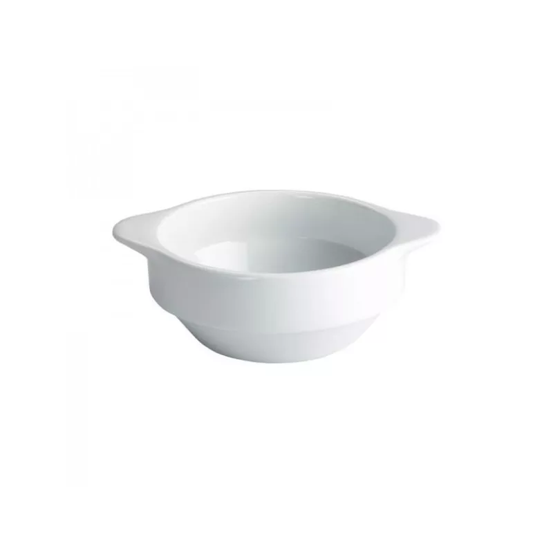 BOL CONSOME 12 CM B1264 30CL blanco de cerámica con asas y diseño moderno, ideal para servir sopas y caldos