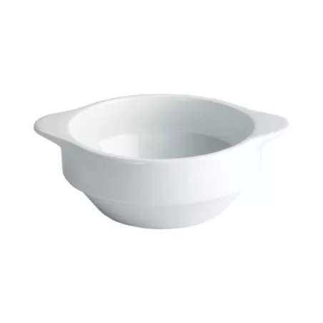 BOL CONSOME 12 CM B1264 30CL blanco de cerámica con asas y diseño moderno, ideal para servir sopas y caldos