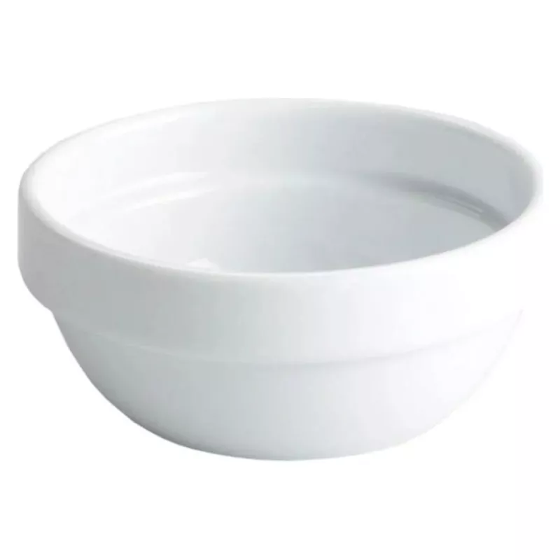BOL APILABLE 9 CM. S/ASA B4109R de cerámica blanca, diseño ovalado, ideal para servir o almacenar alimentos.