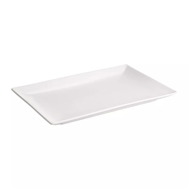 FUENTE RECT. STONWARE B2768-2 de cerámica blanca, diseño elegante y acabado liso, ideal para servir.