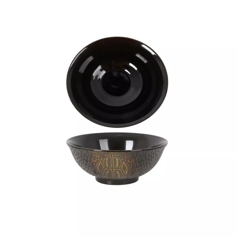 BOWL COCODRILO 17 CL. B997016 de cerámica negra con diseño elegante y acabado brillante.