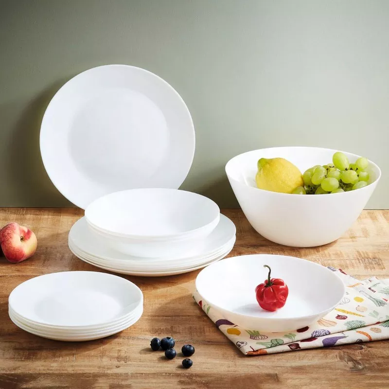 ENSALADERA 24 CM ZELIE 5425811 de cerámica blanca con acabado mate y diseño moderno ideal para ensaladas y frutas