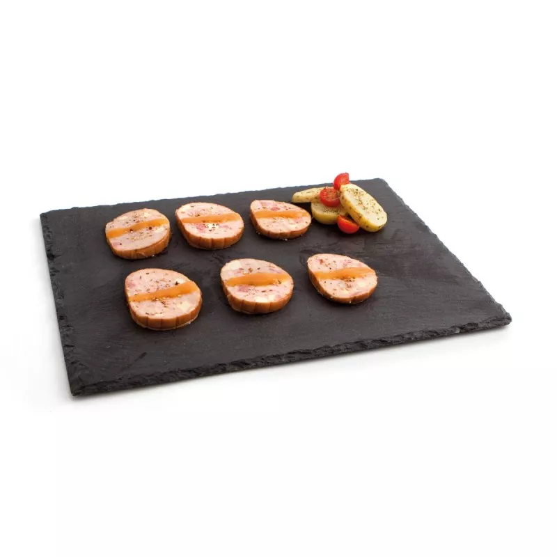Fuente pizarra Quid 40x30 color negro, diseño elegante y acabado resistente ideal para presentar alimentos.