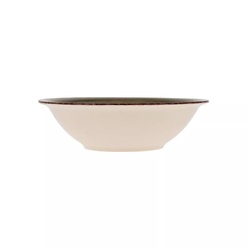 ENSALADERA 23CM GRES VITA NATURA color crema con borde oscuro, diseño elegante y acabado mate. Ideal para servir ensaladas.